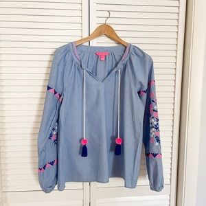 Lilly Pulitzer Keela Embroidered Top, Sz Small